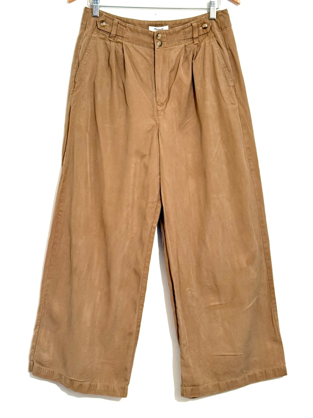 Madewell Size 8P Khaki Pleated Wide Leg Pants
